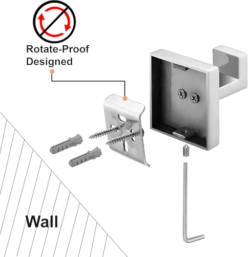 Nolimas Towel Hook Stainless Steel Bathroom Rustproof Clothes Towel Coat Hook Wall Mounted Square Toilet Kitchen, Heavy Duty Door Hanger, 1 Pack, Chrome Polished - color: Chrome Polished, size: 1 Pack