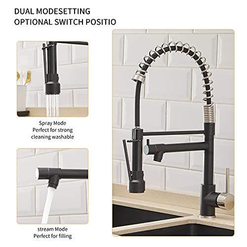 AIMADI Kitchen Sink Faucet,Black Kitchen Faucets with Pull Down Sprayer | Black Stainless Steel Single Handle One Hole Kitchen Faucet,Matte Black,Ceramic Cartridge,Easy DIY Install - color: Black Nickel, style: Contemporary