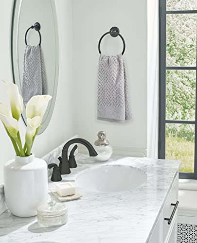 Amerock Wall Mounted Matte Black Towel Ring, Small Hand Towel Holder, Bathroom Accessories, Bath Hardware, Kitchen Towel Holder - color: Matte Black