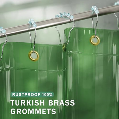 AmazerBath Shower Curtain Liner for Summer, 100% EVA Clear Green Heavy Duty Luxury Shower Curtain and Liner 2-in-1, 72x72 Plastic Weighted Shower Liner, 12 Rustproof Grommets & 3 Heavyweight Stones - color: Rainbow Emerald, size: 72"W x 72"L (Pack of 1)