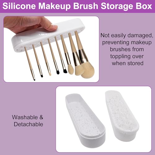 1Pcs White Makeup Brushes Holder Silicone Make Up Brush Holder Stand Makeup Vanity Brush Holders for Painting Pen Brushes Nail Clippers Drill Pens Ruler Sewing Craft Tools - color: White
