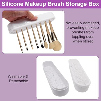 1Pcs White Makeup Brushes Holder Silicone Make Up Brush Holder Stand Makeup Vanity Brush Holders for Painting Pen Brushes Nail Clippers Drill Pens Ruler Sewing Craft Tools - color: White