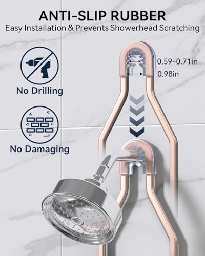 Never Rust Shower Caddy Hanging, Aluminum Shower Racks for Inside Shower, 2-Tier Shower Organizer Hanging Over Shower Head with Hooks and Soap Holder, Rose Gold - color: Rose Gold