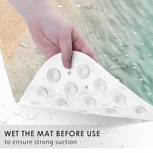 Bath Mat for Tub, Starfish Beach, 40 X 16 Inch, for Kids | Summer Sea Shell Extra Long Bathtub Mat Anti Slip with Suction Cups and Drain Holes for Kids Adults Elderly - color: Beach Starfish