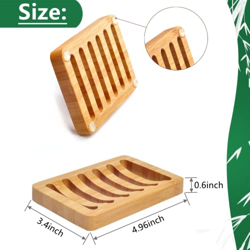 3 Pack Bamboo Wood Soap Dish Bar Soap Holder with Self Draining Tray Natural Waterfall Drain Soap Saver for Shower Bathroom Kitchen - color: 3 Pcs