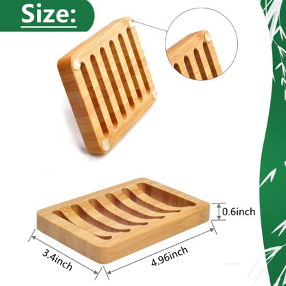 3 Pack Bamboo Wood Soap Dish Bar Soap Holder with Self Draining Tray Natural Waterfall Drain Soap Saver for Shower Bathroom Kitchen - color: 3 Pcs