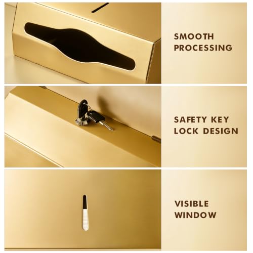Gorlary Commercial Paper Towel Dispenser Wall Mount, Gold, Large Capacity | Durable Stainless Steel, C-Fold Multifold Trifold Paper Towel Holder, Touchless Hand Towel Dispenser for Bathroom, Office - color: Large-gold
