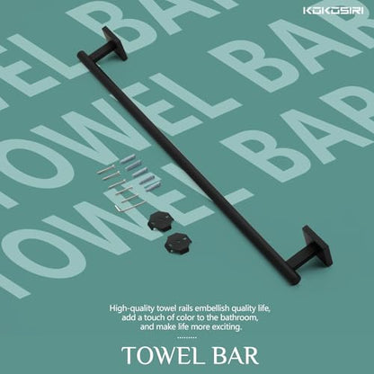 KOKOSIRI Towel Rails Bathroom Towel Bars Matte Black 24 Inch Bath Towel Holder for Cabinet Kitchen Wall Stainless Steel B4005BK-L24 - color: Matte Black, size: 24-Inch