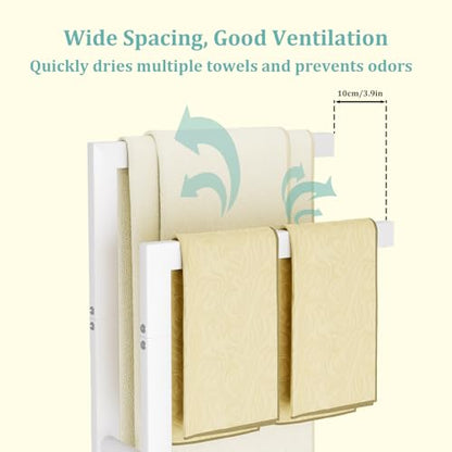 Yawinhe 2 Tier Free Standing Towel Rack,31.5in Towel Drying Rack,White | Blanket Holder with Marble Base;Tall Towel Drying Rack Outdoor; Metal Towel Stand for Bathrooms;Hand Holder for Bathroom - color: White