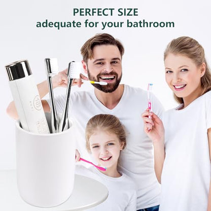 BosilunLife Ceramic Toothbrush Holder - 12Oz Bathroom Toothbrush Holder White Tooth Brush Holders Tumbler Cups Reusable Toothbrush Mouthwash Cup Small Toothbrush and Toothpaste Holder - color: White-cyl, size: cylinder