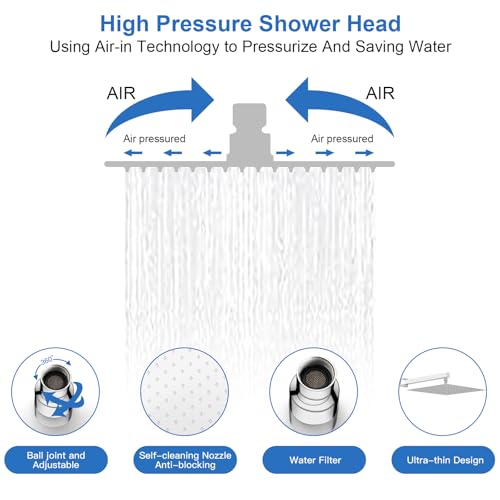 RUMOSE Rainfall Shower System with 4 Full Body Jet 4 Mode Shower Faucet Set | 12 Inch Rain Shower Head, 2 in 1 Handheld Spray, Polished Chrome Brass Shower Jet Shower Fixtures, Wall Mounted - color: Polished Chrome