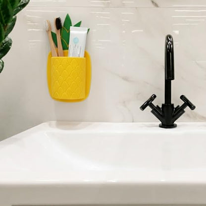 Pineapple Bathroom Toothbrush Holder – Silicone Wall Mounted Tooth Brush Suction Cup Organizer for Toothpaste, 1 Pack Shower Accessories with Cute Design