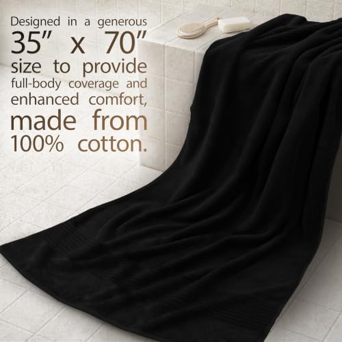 Cotton Paradise 100% Cotton Turkish Towel Set, Soft Absorbent Quick Dry, 2 Piece 35x70 Bath Sheet Set, Coal Black - color: Coal Black, size: 35"x70"