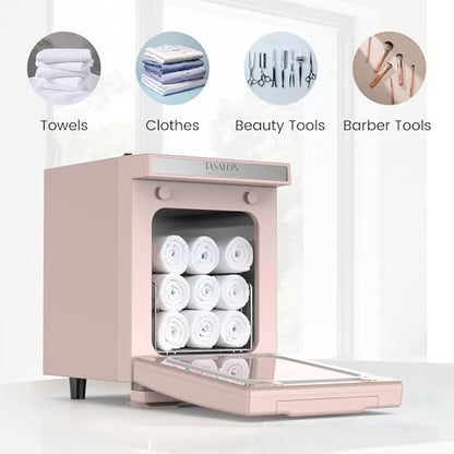TASALON 5L Hot Towel Warmer Cabinet, Aluminum Inner Chamber - Pink | Removable tray, fast heating, compact 5L size, ideal for spa, salon, esthetician & massage use, pink finish - color: Pink