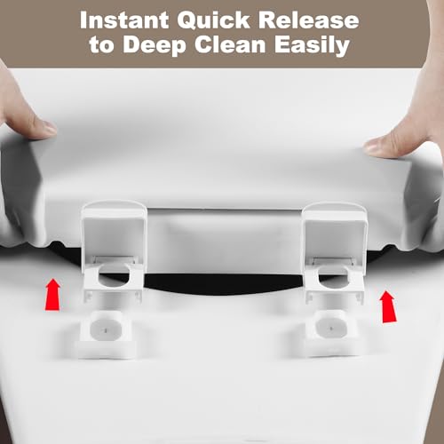 Angol Shiold Round Toilet Seat Soft Close & Quick Release, White Plastic Toilet Seats Cover Rust-Proof(16.5",Modern) - color: 1-Pack
