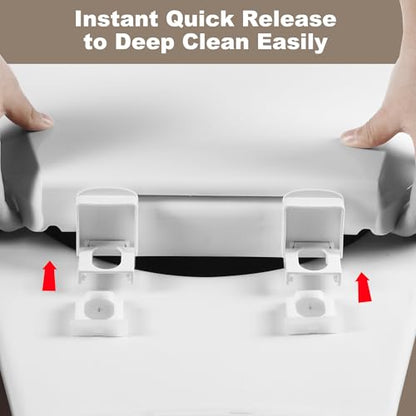 Angol Shiold Round Toilet Seat Soft Close & Quick Release, White Plastic Toilet Seats Cover Rust-Proof(16.5",Modern) - color: 1-Pack