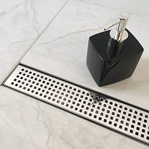 Neodrain 30" Linear Shower Drain, Polished 304 SS Bathroom Linear Drain | Polished Shower Drain with Quadrato Grate& Adjustable Feet, Long Rectangle Shower Floor Drain in Bathroom, Balcony etc, cUPC - color: Polished, size: 30 In