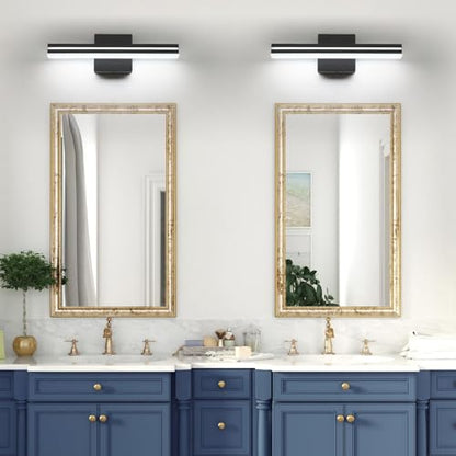 SineRise 16-Inch LED Modern Bathroom Vanity Light Bar, Matte Black Modern Acrylic Bathroom Wall Lighting Fixtures Over Mirror (Cool White 6000K) - color: Black-Cool White, size: 16-Inch