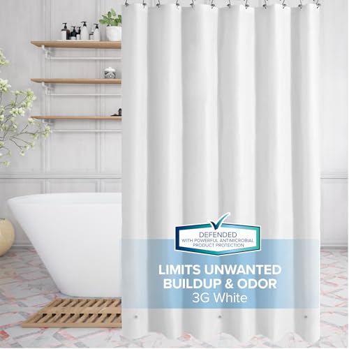 SlipX Solutions Protected Shower Curtain Liner, 3G Lightweight, 70"x72", White - color: White 3g