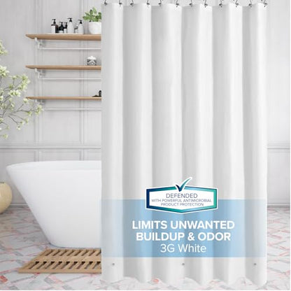 SlipX Solutions Protected Shower Curtain Liner, 3G Lightweight, 70"x72", White - color: White 3g