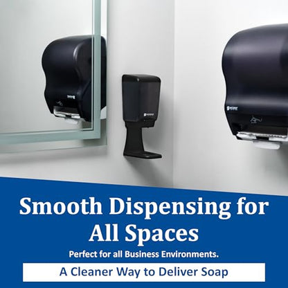 San Jamar Classic Plastic Manual Soap Dispenser, Hand Sanitizer Dispenser, Lotion Dispenser with Universal Compatibility for Home, Bathroom, Kitchen, Restooms, Restaurants, 46 Ounces, Black Pearl - color: Black