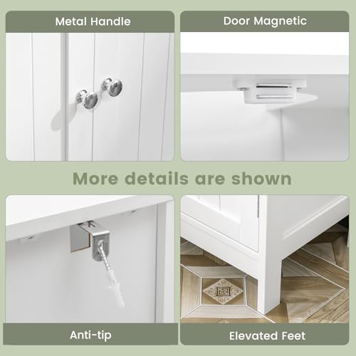 Iwell Pedestal Sink Storage Cabinet with 2 Doors and Shelf, Under Sink Cabinet, Bathroom Sink Cabinet with U-Shape, White - color: White