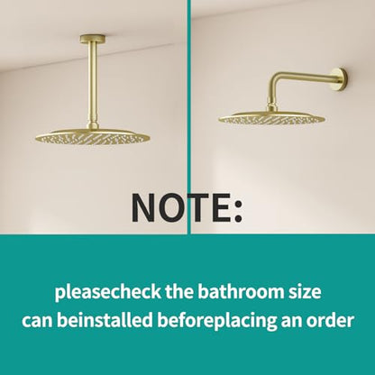 All Metal Rain Shower Head - Heavy Duty Stainless Steel, Easy Install, High Water Flow, Ultra-Thin Modern Design for Bathroom (F-Brushed Gold, 10) - color: Brushed Gold, size: 10