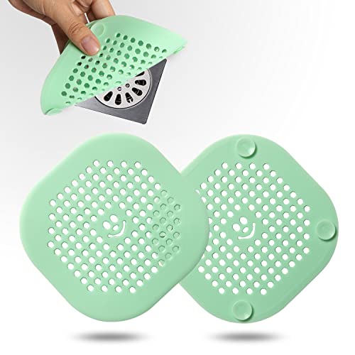 2 Pack Drain Cover Hair Catcher Silicone Drain Protector Hair Stopper for Shower Kitchen Bathroom Bathtub Mint Green - color: Mintgreen