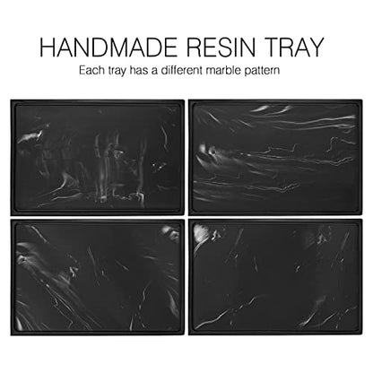 Luxspire Marble Tray for Soap Dispenser Perfume Jewelry, L, Ink Black | 11 x 8 inch, non-slip waterproof resin, easy wipe clean, fits bath kitchen vanity, holds jewelry toiletries soap - color: A - Ink, style: Large