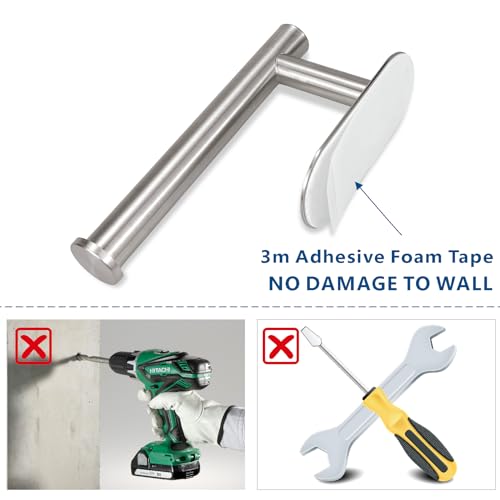 Toilet Paper Holder/Towel Ring Self Adhesive, Eolax No Drilling Brushed Nickel Bathroom Hardware Accessories, Stainless Steel Sticky Toilet Roll Hanger and Hand Towel Holder, 2 Pieces - color: Brushed Nickel