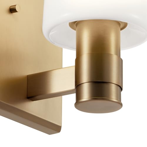 Kichler Adani 1-Light Bathroom Wall Light, Champagne Bronze | Modern wall light with opal glass for baths, hallways and bedrooms (8.5" x 6.5" x 5"), 55174CPZ - color: Champagne Bronze, size: 8.5"