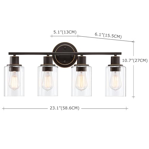 4-Light Oil Rubbed Bronze Bathroom Lighting Fixtures Over Mirror 4-Light Bathroom Vanity Light Oil Rubbed Bronze Vanity Wall Sconce Over Sink - color: Oil-Rubbed Bronze, size: 4-Light