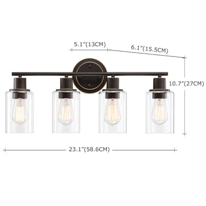 4-Light Oil Rubbed Bronze Bathroom Lighting Fixtures Over Mirror 4-Light Bathroom Vanity Light Oil Rubbed Bronze Vanity Wall Sconce Over Sink - color: Oil-Rubbed Bronze, size: 4-Light