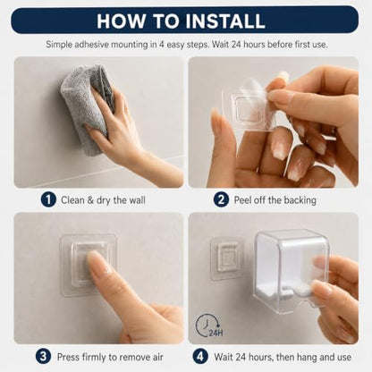 Toothbrush Holders for Bathroom Wall Mounted, 2 Pack Flip Cover Toothbrush Holder with Drainage, Self Adhesive Toothbrush Organizer for Electric Toothbrush, Manual Toothbrush, Shower, Mirror, Tile (2)