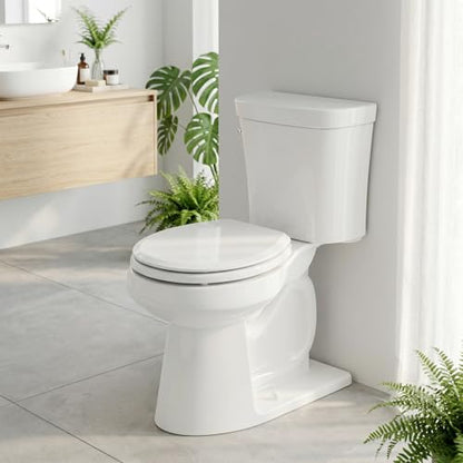 Pro Elite Heavy-Duty Wood Toilet Seat, Round, White | Magnetic Quick-Release, Easy-Clean and Change, HushMotion Soft Close, StainShield High-Gloss Finish, Arch-Tite Secure Fit - color: White, size: Round