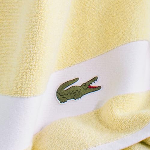 Lacoste Sport Stripe 6-Piece Luxury Cotton Towel Set – Made with 100% Soft Supima Cotton, Absorbent & Quick-Drying, Includes 2 Bath Towels, 2 Hand Towels, 2 Washcloths, Yellow - color: Yellow