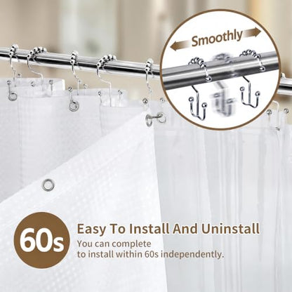 Siiluminisoy Shower Curtain with Liner, Waffle Shower Curtain Set with 12 Stainless Steel Hooks, Waterproof, Machine Washable, Luxury Fabric Shower Curtains for Apartment, White, 72" W x 72" H - color: Awhite, size: 72"W x 72"L (Pack of 1)
