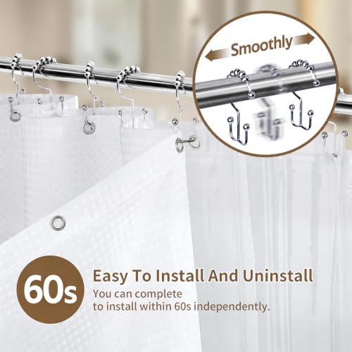 Siiluminisoy Shower Curtain and Liner Set, Waffle Shower Curtain Set with 12 Stainless Steel Hooks, Waterproof Luxury Fabric Shower Curtains for Bathroom and Hotel, White, 72" W x 84" H - color: Awhite, size: 72"W x 84"L (Pack of 1)