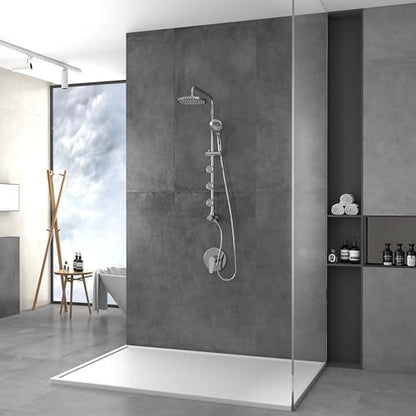 Lanikai Rain Shower Head with Handheld Spray Combo - 1028-CH-1.8GPM, Polished Chrome - 8" Rain Showerhead with Handheld Sprayer, 3 Spray Jets, 5-Function Rainfall Shower Head with Hose, 1.8 GPM - color: Polished Chrome, size: 1.8 GPM