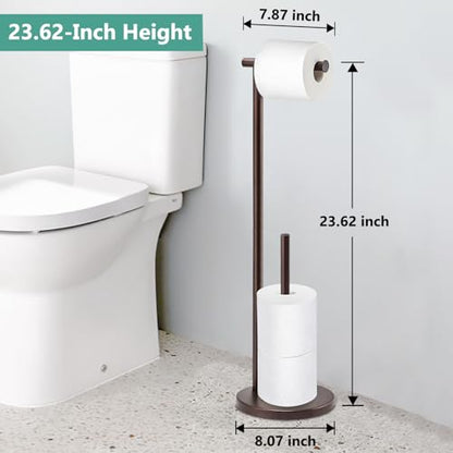Free Standing Toilet Paper Holder Stand, Oil Rubbed Bronze Toilet Paper Holder with Storage for Jumbo Mega, Housen Solutions