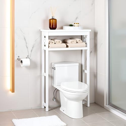 Alaterre Furniture Derby Over-the-Toilet Storage Shelf, White, 27”x8”x44” - size: 44-Inch Tall