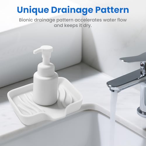 3 Pack Silicone Soap Dish with Drain - Bar Soap Holder for Shower, Bathroom and Kitchen Sink Organize (2Pack Black + 1Pack White)