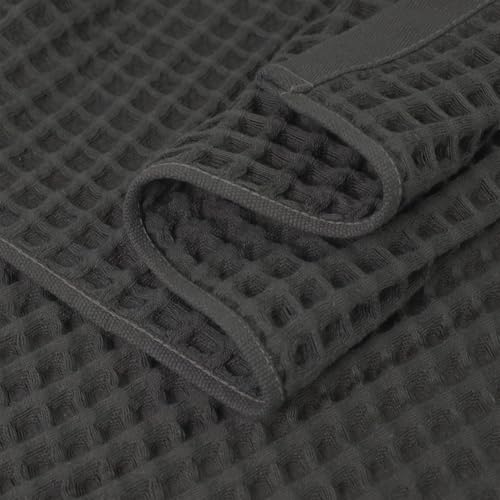 Jacquotha Waffle Bath Towels 2-Piece (Dark Grey) - Cotton, Soft, Quick Dry | 31” x 62” Large Bath Towel for Bathroom, Shower, Spa - color: Dark Grey