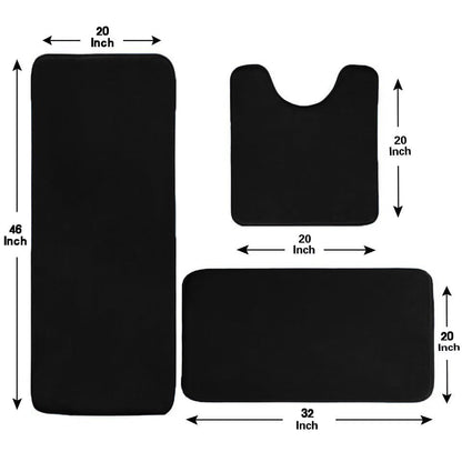 Madeals Memory Foam Long Bathroom Rug Set 5 Piece with Toilet Lid Cover and Tank Cover Set Black - color: Black, size: 20"x46"/20"x32"/Contour/Lid Cover/Tank Cover