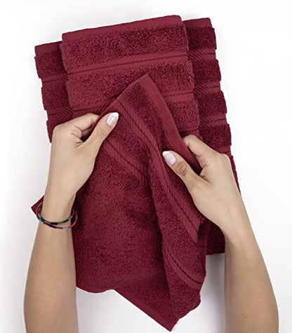 American Soft Linen 100% Cotton Luxury Turkish Towels, 6 Piece Towel Set | Soft Absorbent Quick Dry OEKO Tex Standard 100 Certificated Durable Machine Washable Premium Hotel Quality - color: Bordeaux Red