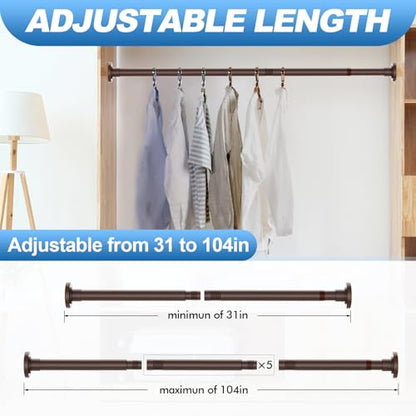 CorkLatta Bronze Shower Curtain Rod 31 to 104 Inch,1 Inch Diameter Adjustable Spring Tension Curtain Rod No Drilling Stainless Steel Telescoping Rod,No Rust | 1 Inch Diameter Stainless Steel Tension Curtain Rod Non slip, No Drill Shower Rods for Bathroom,