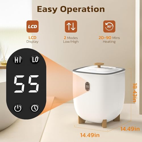 Electactic 25L Towel Warmer,Large Towel Warmers for Bathroom,Hot Towel Warmers Bucket with 2 Heating Modes,Auto Shut-Off,LCD Screen,Fits 2 Blankets,Bathrobes, for Gift, White