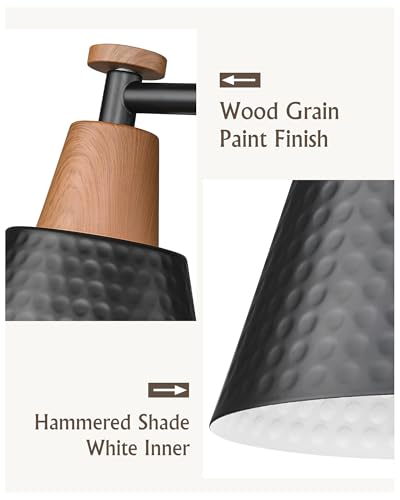 FEMILA Modern 2 Light Bathroom Vanity Lights, Industrial Bathroom Light Fixtures Over Mirror, Black Vanity Lighting Fixtures, Woodgrain Finish, 4FG59B-2W BK-NW - color: Matte Black & New Woodgrain, size: 15"