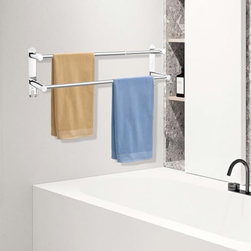Stainless Steel Towel Bar, Adjustable Towel Racks for Bathroom | 28IN Adjustable Screw Mounting Towel Holder for Bathroom Wall, Tape Hook Bathroom Towel Rack,Towel Bar for Bathroom Wall - color: Natural Quality