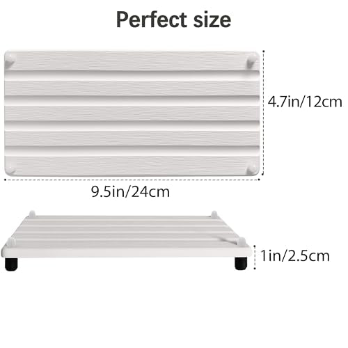 2 PCS Water Absorbing Stone Trays for Bathroom Sink Fast Drying Coasters | 9.5" x 4.7", Faucet Mat for Kitchen Sink, Diatomite Sink Caddy, Hand Soap Holder with Feet, Diatomaceous Earth, Vanity Tray - color: 9.5" X 4.7" White